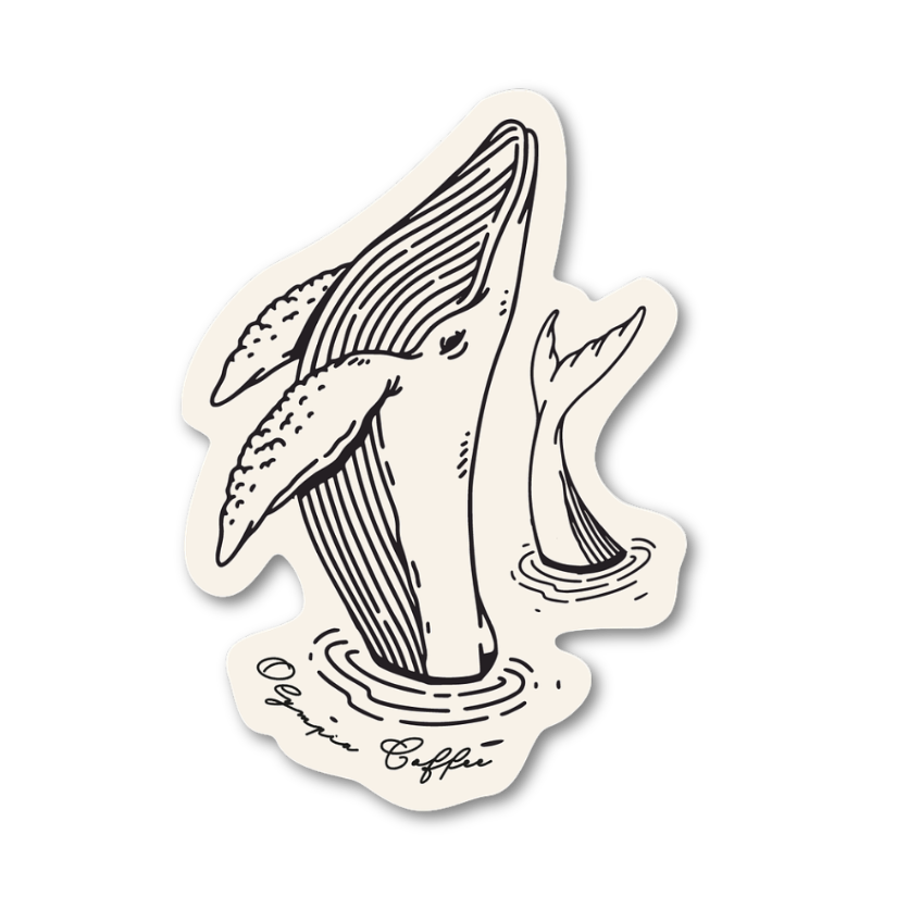 Sticker with a whale design on a white background
