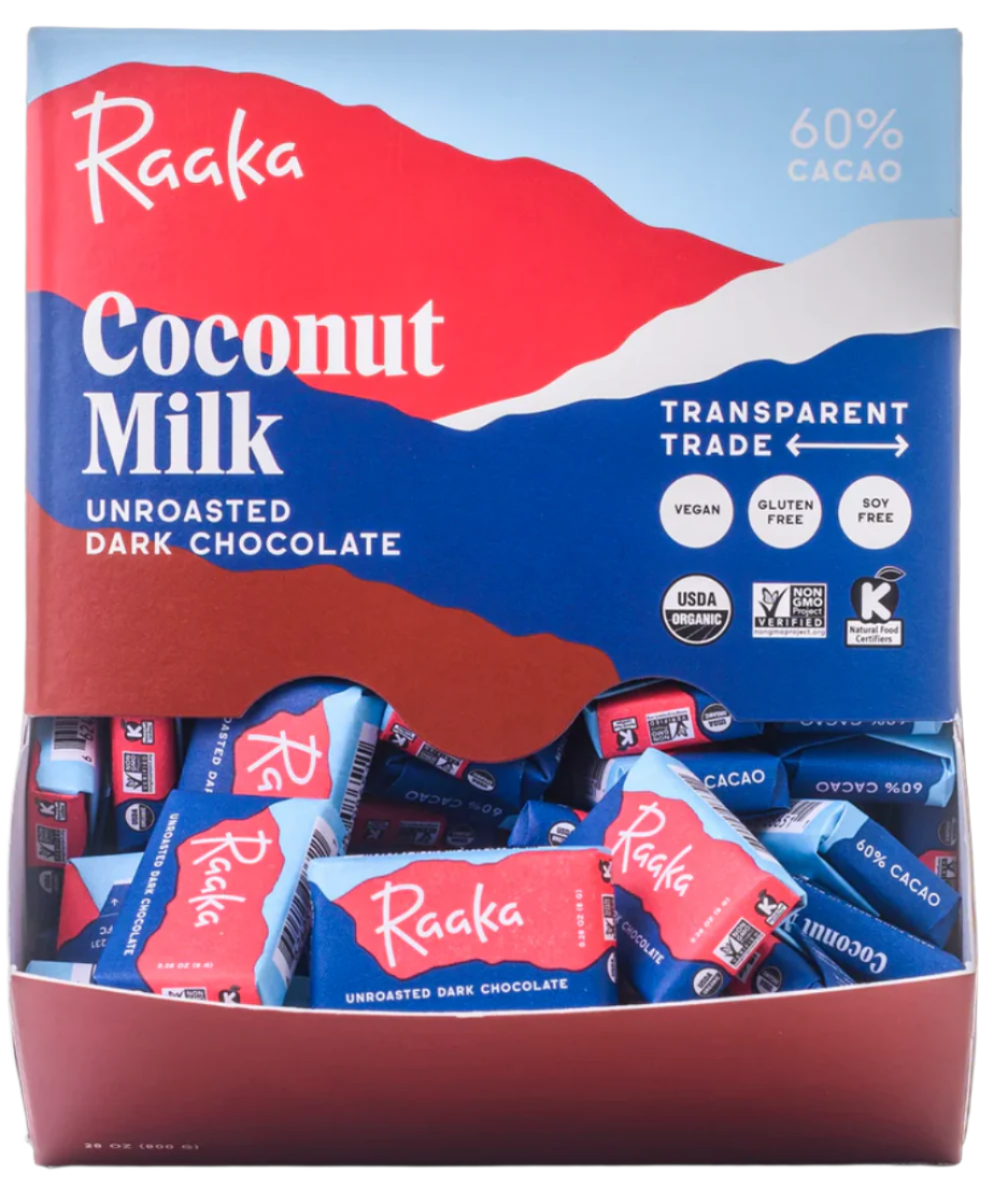 60% Coconut Milk Mini Chocolate Bars 100 Count Case