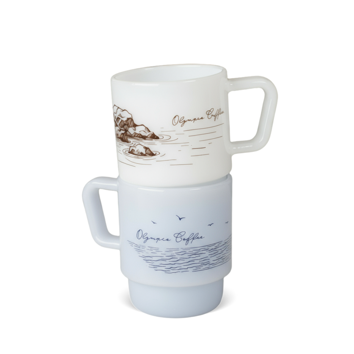 Low Tide Milk Glass Mugs