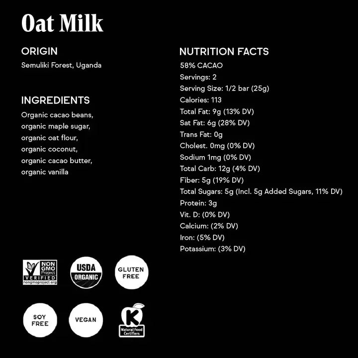 Oat Milk Chocolate Bar | Raaka - Olympia Coffee Roasting Company