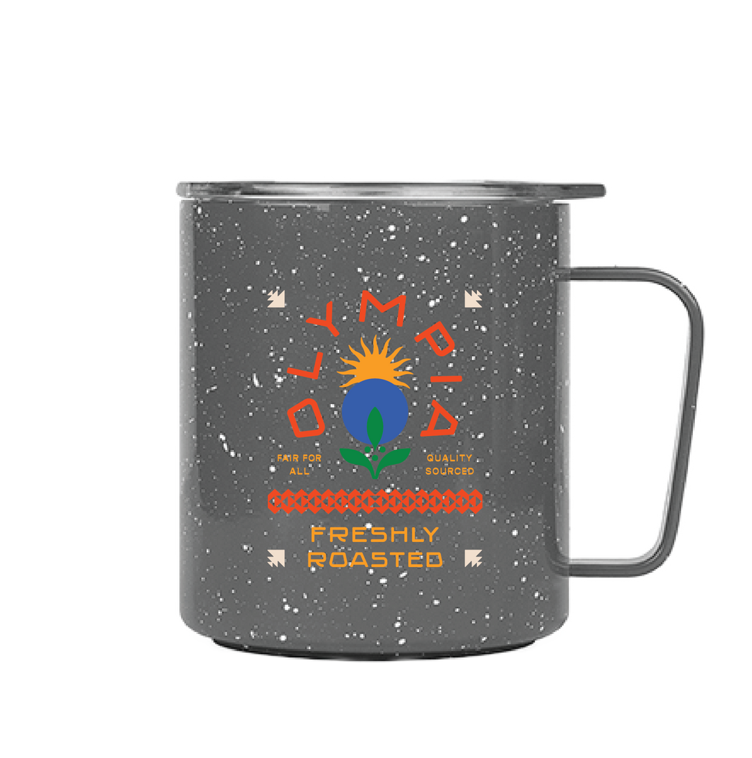 Freshly Roasted 12oz Speckled Gray Camp Cup - Olympia Coffee Roasting Company