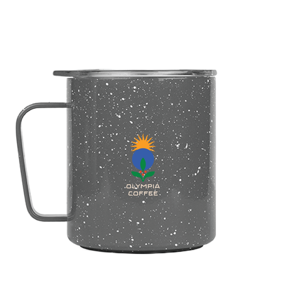 Freshly Roasted 12oz Speckled Gray Camp Cup - Olympia Coffee Roasting Company