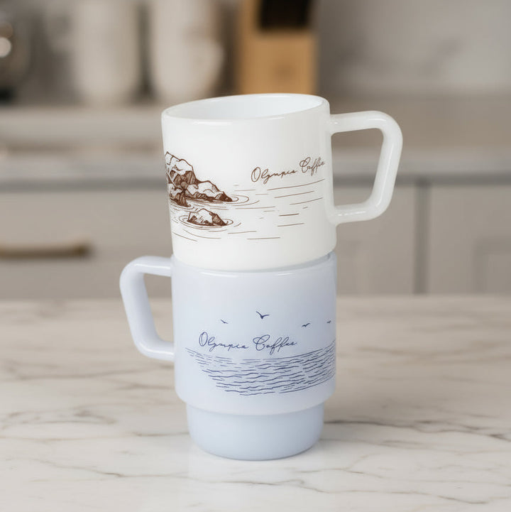 Low Tide Milk Glass Mugs
