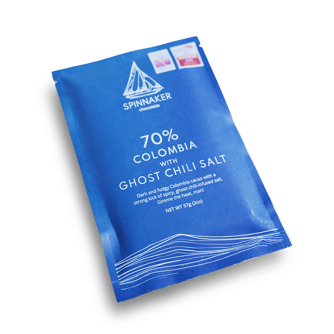 Spinnaker 70% Colombia with Ghost Chili Salt