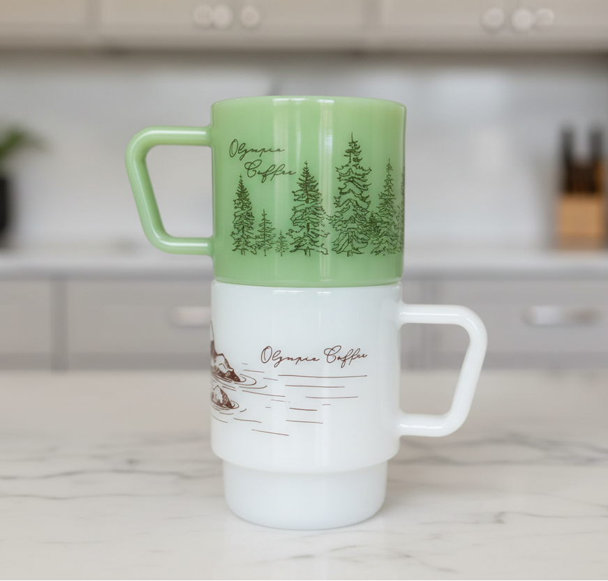 Low Tide Milk Glass Mugs – Olympia Coffee Roasting Company Low Tide Milk Glass Mugs – Olympia Coffee Roasting Company