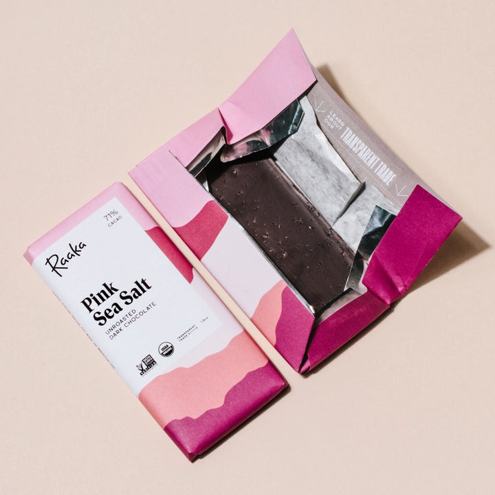 Pink Sea Salt Chocolate Bar | Raaka - Olympia Coffee Roasting Company