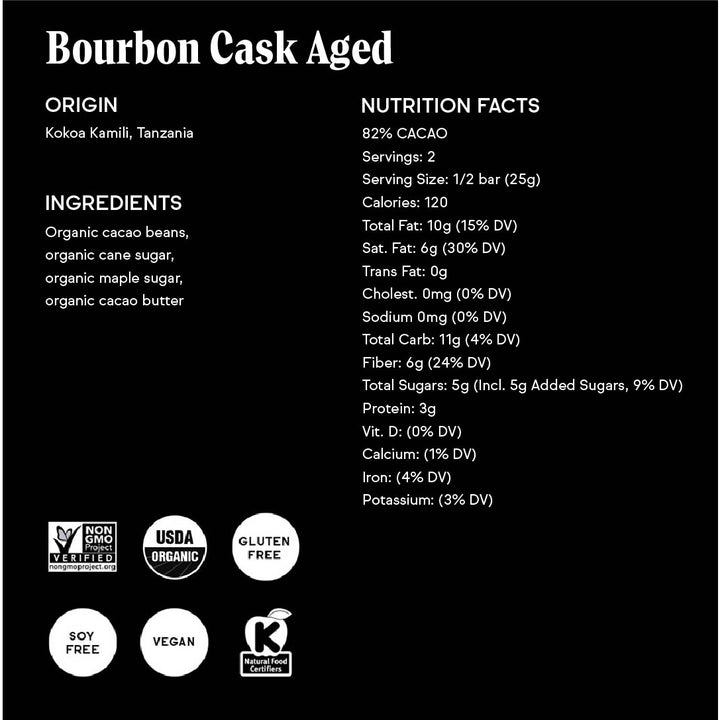 Bourbon Cask Aged Chocolate Bar | Raaka